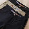 Estação europeia outono algodão modal grosso moda versátil sarja stretch masculina cinco bolsos slim reto calça casual