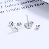 Pendientes de botón de amor de plata de ley 925 para mujer, modernos, combinan con todo, con tapa de rosca trenzada, pequeños y exquisitos pendientes de botón para el cartílago