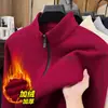 Sudadera Gruesa de Cuello Medio para Papá, Camiseta Forrada de Polar Cálida Todo en Uno para Hombres de Mediana Edad y Mayores, Camiseta Base Ajustada de Terciopelo para Hombre