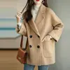 Abrigo de Lana para Mujer 2025 Invierno Nueva Moda Estilo Coreano Corte Holgado Adelgazante Versátil Elegante Abrigo de Lana Básico Versátil