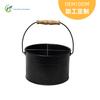 Cesta portátil para cubiertos con mango de madera, de cuatro compartimentos, redonda, estilo americano, de hierro galvanizado, metálica, cubo para cubiertos