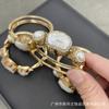 Pulsera de turmalina y perla barroca natural de forma especial, pulsera de gemas personalizadas europeas y americanas francesas de la Edad Media con preservación del color.