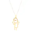 Transfronterizo ins Personajes de Dibujos Animados Divertidos y Lindos Collar de Acero Inoxidable Dorado Colgante Hueco Creativo para Hombres y Mujeres Venta al por Mayor