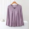 Pijama largo de manga larga para mujer con almohadilla en el pecho primavera y otoño cuello en V top sin sujetador prenda interior de una pieza