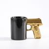 Caneca Cerâmica Criativa Dourada Prateada Caneca Pistola Cabo de Arma Caneca Personalizada para Água Caneca de Café Caneca 3D Caneca com Esmalte Colorido