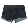 Shorts Jeans Azuis Ultra Curtos para Mulheres no Verão, Calças Sexy de Cintura Baixa Enroladas, Hot Pants Americanos Quentes Apertados que Moldam o Corpo para Usar por Cima