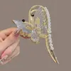 Pinza para el Cabello de Metal para Mujer, Pinza Tiburón de Lujo de Alta Gama, Pasador para Peinados Recogidos, Accesorio para el Cabello con Perlas para la Parte Trasera de la Cabeza