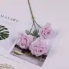 Flores Artificiais com 3 Cabeças, Rosas Diamante, Flores de Seda para Decoração de Casa, Buquês para Mesa de Centro da Sala de Estar, Decorações de Mesa de Jantar, Cenário de Flores Artificiais para Casamento