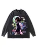 Moletom Redondo Americano Retro Lavado Desgastado Transfronteiriço High Street Hip-Hop Oversize Solto Pesado 280g Top