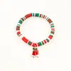 Joyería Transfronteriza Europea y Americana Navidad Pulsera de Cuentas de Arcilla Polimérica Suave Regalo Pulsera de Papá Noel Pulsera de Contraste de Color Festivo