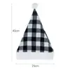 Navidad vacaciones decoraciones navideñas fiesta sombrero de fiesta simple rojo negro blanco a cuadros felpa a cuadros sombrero de Navidad a cuadros