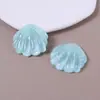 Serie Oceáno de Verano Parche de Resina Azul Semitransparente con Lentejuelas y Brillo Forma de Abanico Accesorios para Flores de Zapato DIY Joyería Venta al por Mayor