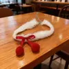Gargantilla Dulce y Linda de Año Nuevo y Navidad Collar de Felpa Blanca para Mujer Collar para Clavícula con Bola de Pelo Roja y Lazo