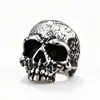 Anillo de Calavera Agrietada Retro Desgastado para Hombres Estilo Motociclista Americano Anillo de Banda Ancha Bicolor Dorado y Plateado Desgastado Cabeza de Fantasma