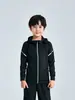 Jaqueta esportiva infantil, com capuz, zíper, secagem rápida, respirável, para corrida e fitness, top de treino refletivo para meninos