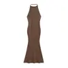 Vestido de tirantes sin espalda estilo 'Hot Girl', Estilo femenino y de deseo puro, Ajustado, Ceñido a la cintura, Sexy vestido de sirena de longitud media