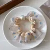 Elástico de Cabelo de Tecido de Renda Doce com Bolinhas Estilo Coreano com Babados para um Rabo de Cavalo Estiloso de Menina, Acessório de Cabelo Versátil