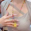 Novo Estilo Chinês Corrente de Suéter Tecida com Corda Colorida Gourd Ruyi Rotativo Esmalte Dourado Areia Vento Maré Nacional Feminino Paz e Alegria Estilo Nacional