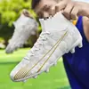 Zapatos de fútbol de cuero talla 47 al por mayor, zapatillas deportivas de caña alta para hombre talla 45, entrenamiento transfronterizo, zapatos de fútbol para niños con tacos largos talla 46, otros