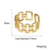 Anillo de acero inoxidable transfronterizo para mujer, no se decolora, ajustable, impermeable, chapado en oro, anillo hueco geométrico de acero de titanio al por mayor