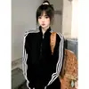 Chaqueta Cardigan de Moda de Diseñador de Nicho Unisex con Cremallera Gruesa Rayada y Forro de Felpa para Otoño e Invierno 2025