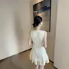 Vestido Corto de Verano 2026 Estilo Lujo Ligero Patchwork Adelgazante Vestido sin Mangas de Socialité Francesa Ajustado a la Cintura Ropa para Mujer