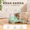 Comedero y dispensador de agua automático para gatos, cuenco integrado para gatos y perros, cuenco elevado para gatos que protege el cuello, cuenco doble para comer y beber