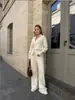 Nuevo Estilo Otoño e Invierno Europeo y Americano Estilo Perezoso Conjunto de Suéter Cardigan para Mujer Tops Cómodos Europeos y Americanos + Pantalones Conjunto de Dos Piezas Tejido