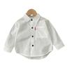 Camisa Estilo Coreano para Niños 2026 Otoño Nuevo Camisa de Manga Larga con Estampado de Letras para Niños Cárdigan Casual de Primavera