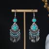 Pendientes geométricos redondos de estilo étnico transfronterizo europeo y americano, con borlas largas y atracciones turísticas retro bohemias.