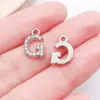 26 Letras Capitales Incrustadas con Diamantes en Inglés, Accesorios de Joyería de Aleación de Zinc K Blanco, Colgantes para Bricolaje, Pendientes, Pulseras, Colgantes