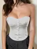 Mh078 Top Tubo Ajustado Transfronterizo Europeo y Americano para Mujer Versátil Moldeador Ajustado Camiseta Corta de Botones con Espalda Descubierta para Chicas Calientes