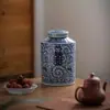 Estilo Chino Jingdezhen Azul y Flores Personaje Feliz Olla Cerámica Tetera Adornos Ceremonia del Té Estilo Chino Retro Casa de Huéspedes Accesorios para el Hogar