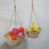 Maceta de orquídea de bambú para colgar en la pared, cesta colgante de rosas verdes, cesta colgante de cuerda de cáñamo, cesta de almacenamiento de artículos diversos para el hogar, decoración