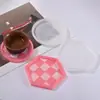 Poppy DIY Resina Rectangular Forma de Corazón Hexagonal Redondo Tablero de Ajedrez Rejilla Placa Bandeja Yeso Molde de Silicona