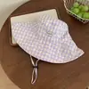 Sombrero de Cubo de Rayas Estilo Dopamina de Ala Ancha para Mujer, Protección Solar de Verano, Transpirable, Sombrero Adelgazante, Sombrero Cubre-Rostro