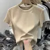 Agita una generación de verano hombro U cuello clavícula pequeño corto delgado capa base camiseta manga corta mujer