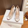 Zapatos Mary Jane Estilo Francés para Usar Afuera, Boca Exquisitamente Baja, Punta Redonda, Moño, Tacones de Aguja y Faldas, 2025