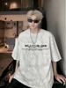 Camiseta Masculina Estilo Americano High Street Estampada Tie-dye Manga Curta Nova Chegada Verão 2025 Estilo Coreano Solta Manga Meia-manga Roupa Masculina