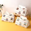 Caixa de Lenço Ursinho Fofo Caixa de Papel para Casa Sala de Estar Caixa de Papel Criativa Mesa de Jantar Caixa de Papel Multiuso Caixa de Papel para Guardanapo de Couro