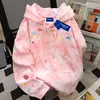 Sudadera con Capucha Rosa Tie-Dye Estampado Graffiti Estilo Coreano para Mujer Estilo Japonés Otoño e Invierno Personalizada Holgada Casual