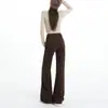 2026 Jeans Verde com Pernas Não Grudantes Micro-Flare Feminino Cintura Alta Solto Emagrecedor Escondendo Defeitos Moda Versátil Calças de Comprimento Total
