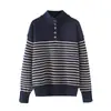 Suéter de Punto Casual de Manga Larga con Cuello Alto a Rayas, Estilo Europeo y Americano Transfronterizo, Moda 2026 1509107