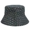 Sombrero de Pescador para Mujer Transfronterizo Nuevo Estilo Estampado Doble Cara Estampado Sombrero Cubeta Estilo Europeo y Americano Exterior Flor Protector Solar