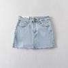Estilo europeu e americano cintura alta alongar bainha apertada saia jeans saia feminina verão slim-fit anti-exposição desgastado A- linha de meio comprimento