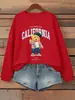 Encantado de Conocerte Diseño de Oso Adorable Sudaderas para Mujer Cuello Redondo Suéter de Otoño Holgado Ropa Casual