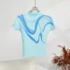 Camiseta de Manga Curta Feminina Novas Roupas de Verão Slim Dobrada Miyake Gola Alta Meia Elegante Top Plissado Fino Ins