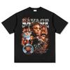 Sudadera con capucha y cuello redondo, lavada, de manga corta y estilo hip hop americano de la alta costura, con estampado vintage 21 Savage