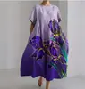 Amazon Transfronterizo 2026 Verano Nuevo Talla Europea Mujer Holgado Cuello Redondo Moderno Gama Alta Manga Corta Vestido Estampado