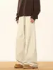 Calça Masculina de Veludo Cotele Estilo Americano Old Money Outono Inverno Forrada com Fleece Falsa Calça Casual Tendência Solta Espessada de Perna Larga